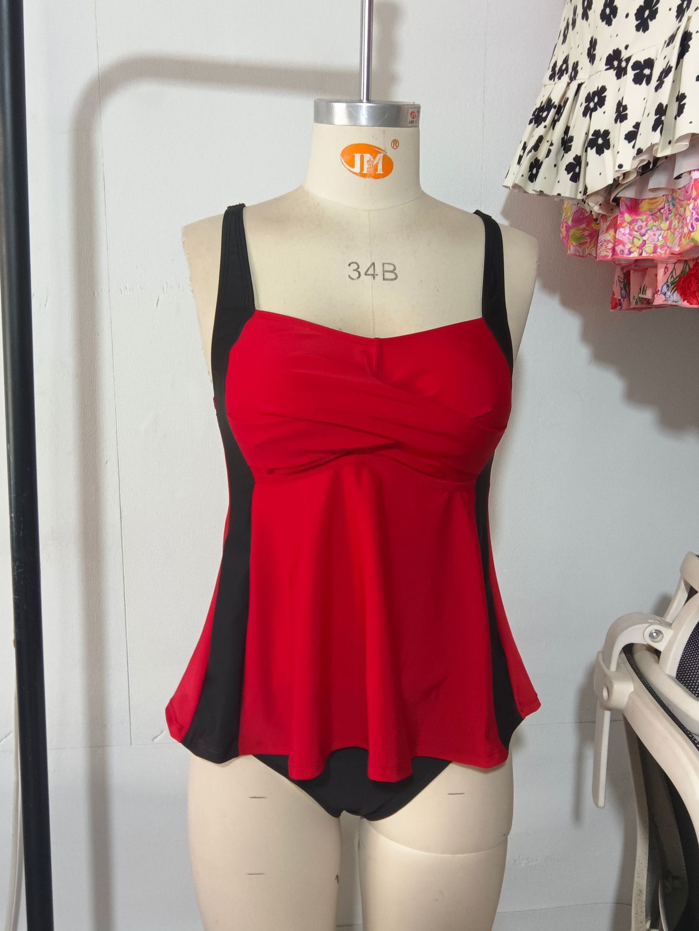 (image for) Women Color Block Tankini Two Piece Swimsuit, Conservative Split Bathing Suit