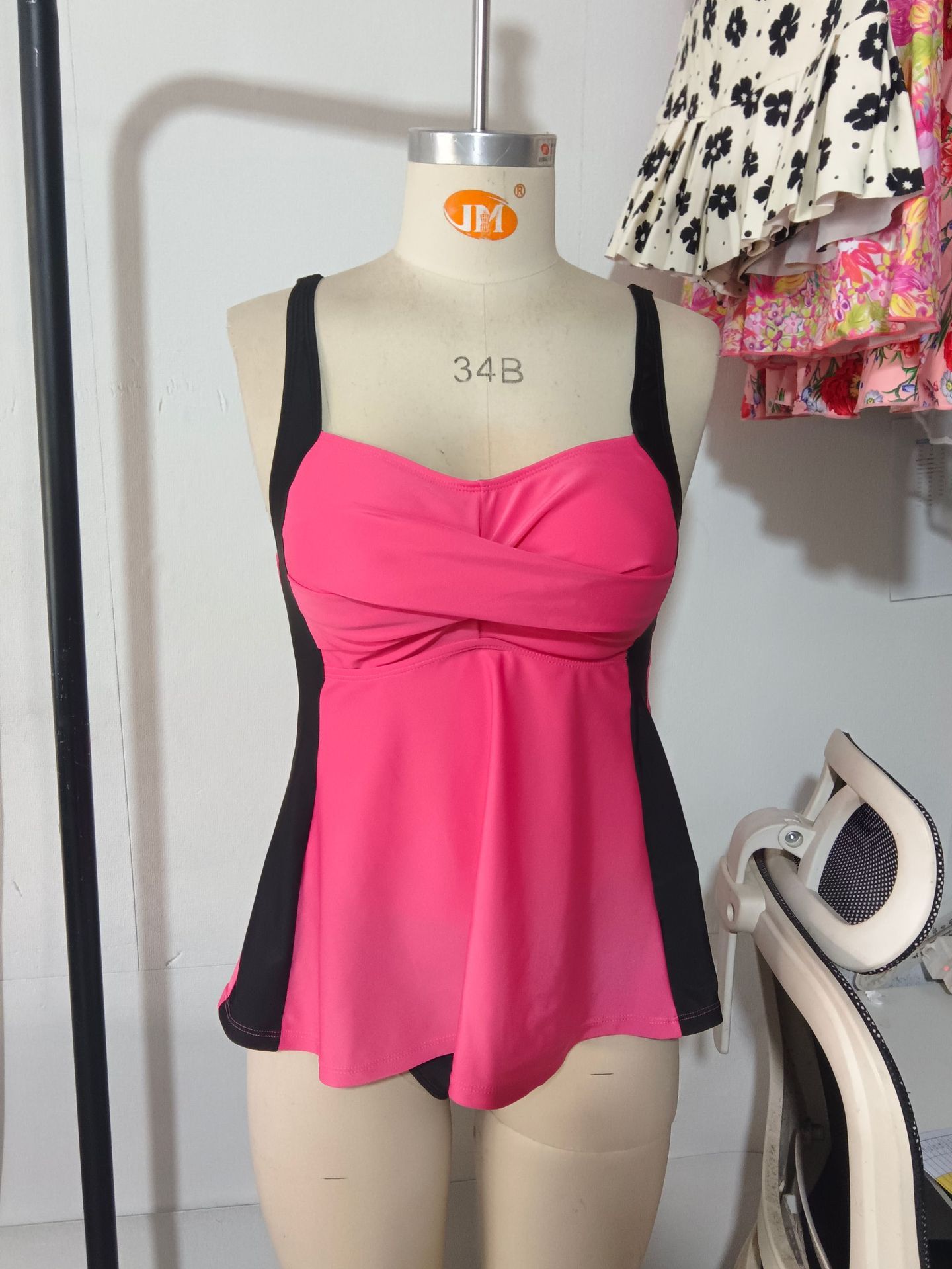 (image for) Women Color Block Tankini Two Piece Swimsuit, Conservative Split Bathing Suit