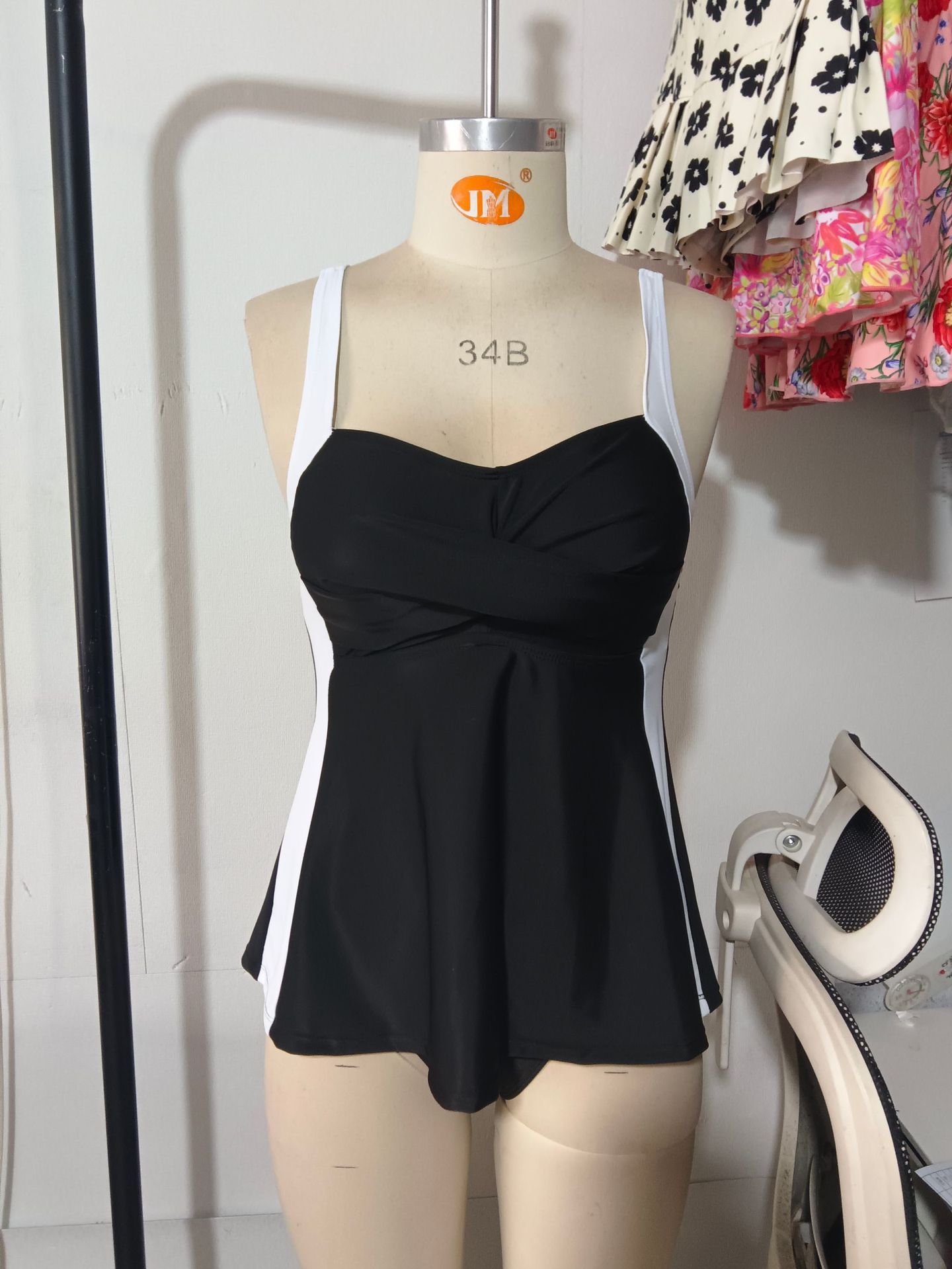(image for) Women Color Block Tankini Two Piece Swimsuit, Conservative Split Bathing Suit