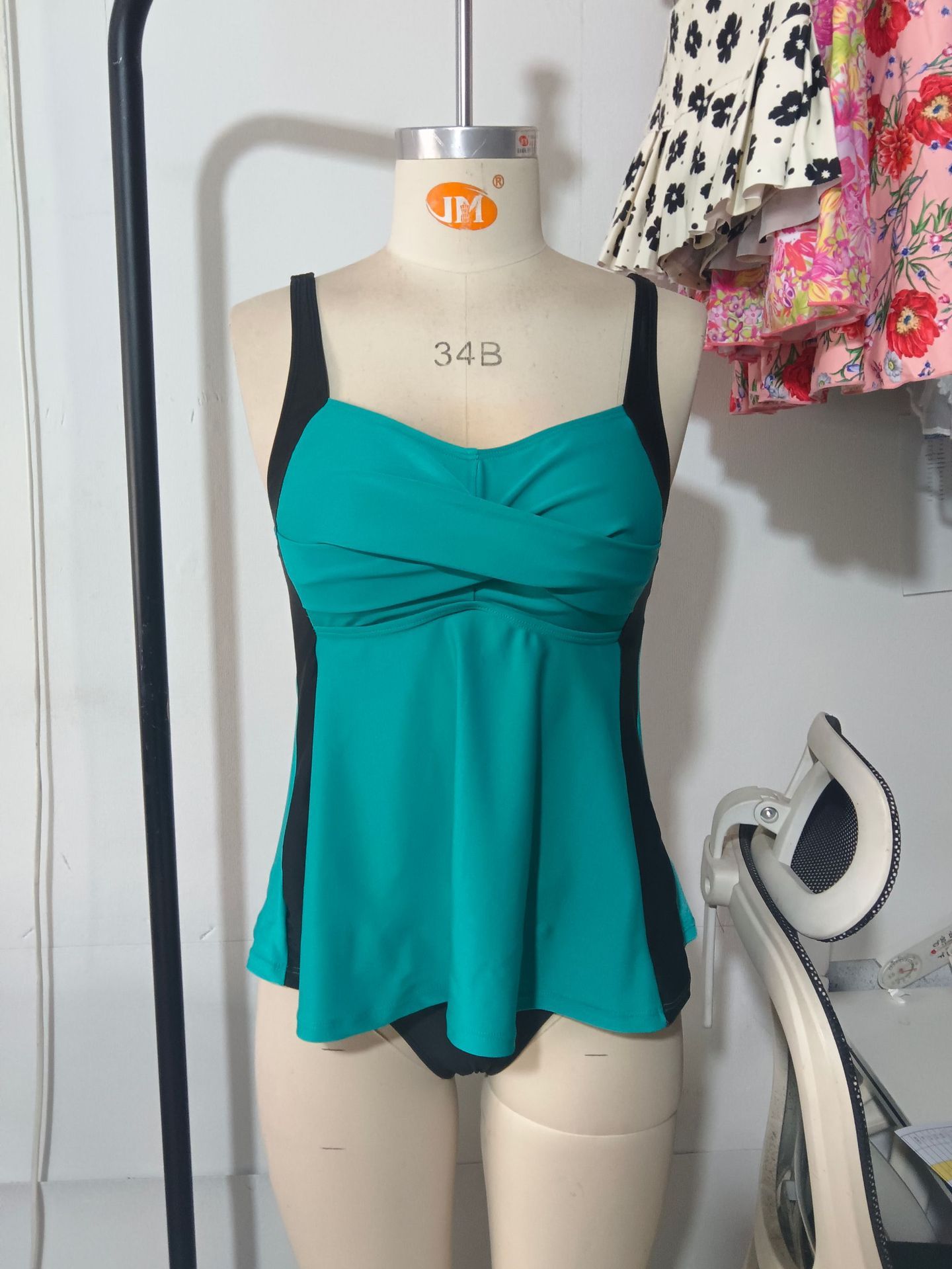 (image for) Women Color Block Tankini Two Piece Swimsuit, Conservative Split Bathing Suit