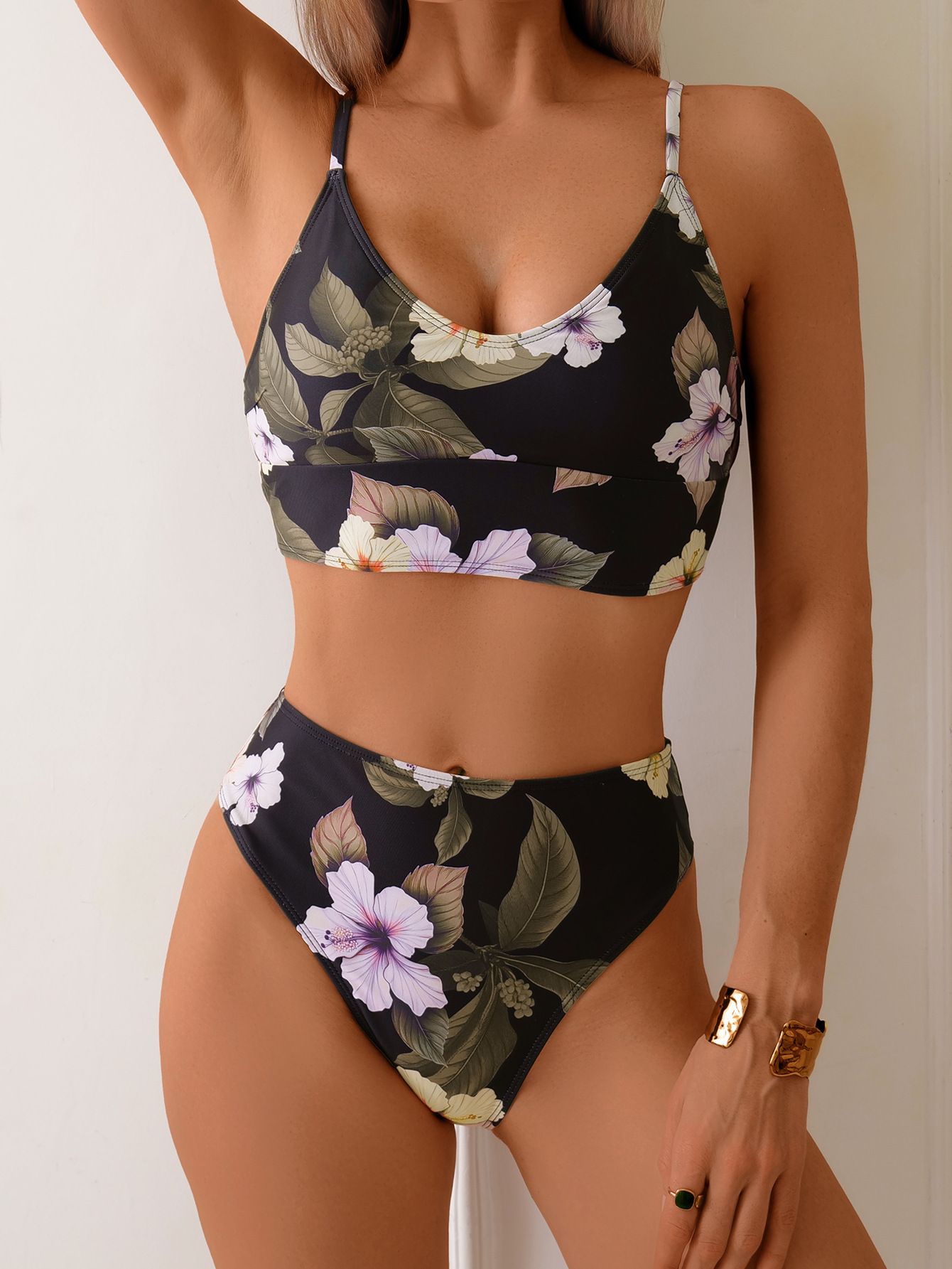Women High Waisted Floral Bikini Set Tank Top Style Printed Swimwear Beach Bikini S‑XXL (image for) Women High Waisted Floral Bikini Set Tank Top Style Printed Swimwear Beach Bikini S‑XXL