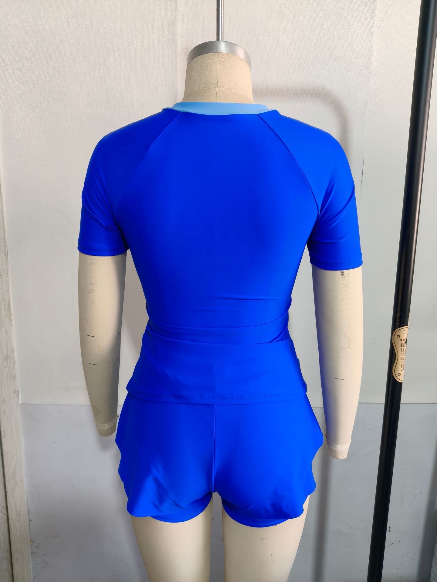 (image for) Women's 2-Piece Short Sleeve Half-Zip Rash Guard Swimsuit Set High Waist Boyshort Padded No Underwire Modest Sporty Sun Protection Surfing Swimwear