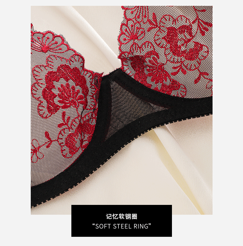 (image for) Women's French Floral Lace Push-Up Bra and Thong Set Unlined Full Coverage Side Support Lift Sexy Luxury Seamless Lingerie