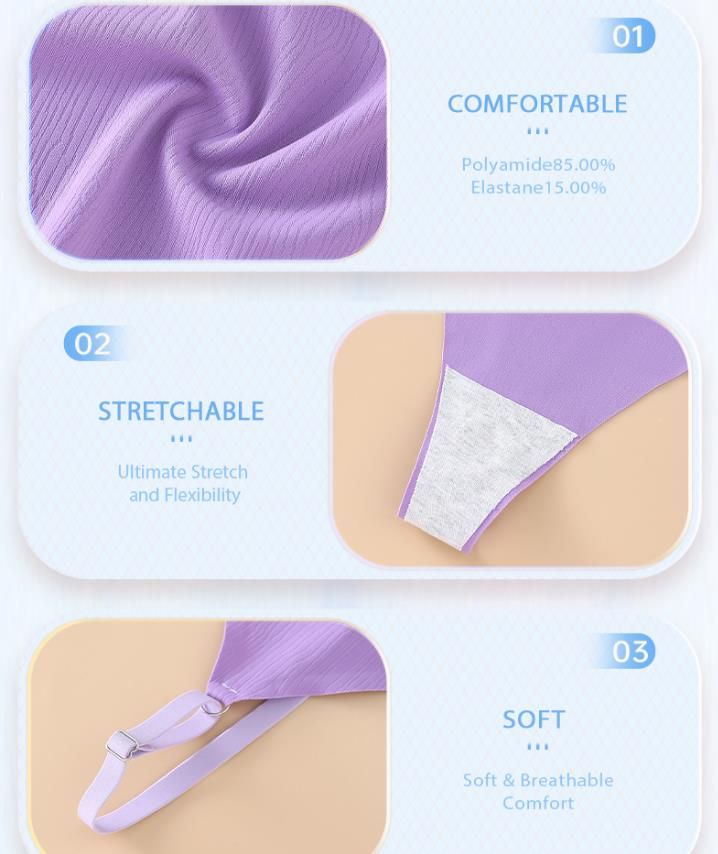 (image for) Women's Ribbed Wirefree Low Back Bralette and Panty Set 3/4 Cup Sponge Padding Seamless Comfort Yoga Sports Casual Lingerie