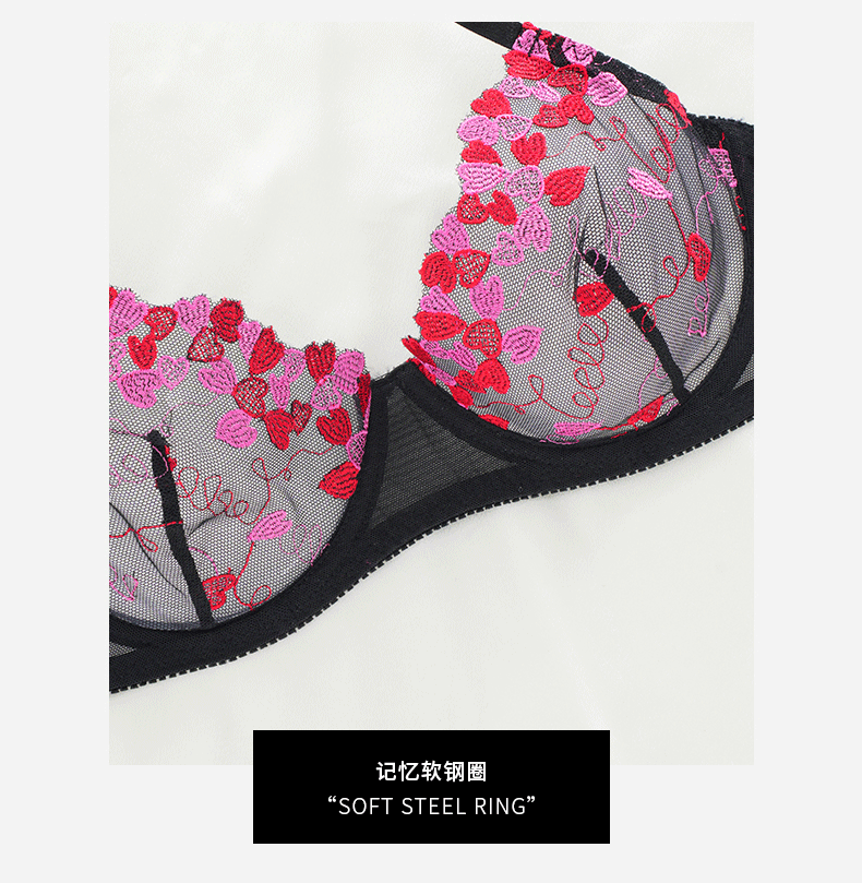 (image for) Women's Rose Floral Lace Unlined Full Cup Bra and Thong Set Push-Up Lift Side Underarm Support Sexy Luxury Intimate Lingerie