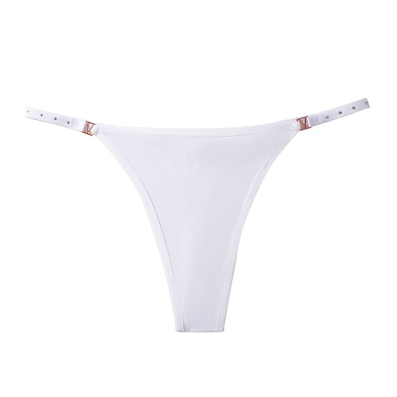 (image for) Women Low Rise Adjustable Thin Strap Thong Panties with Metal Buckle Detail Cotton Crotch Breathable Butt Lifting Sexy Sport No-Show Everyday Intimates