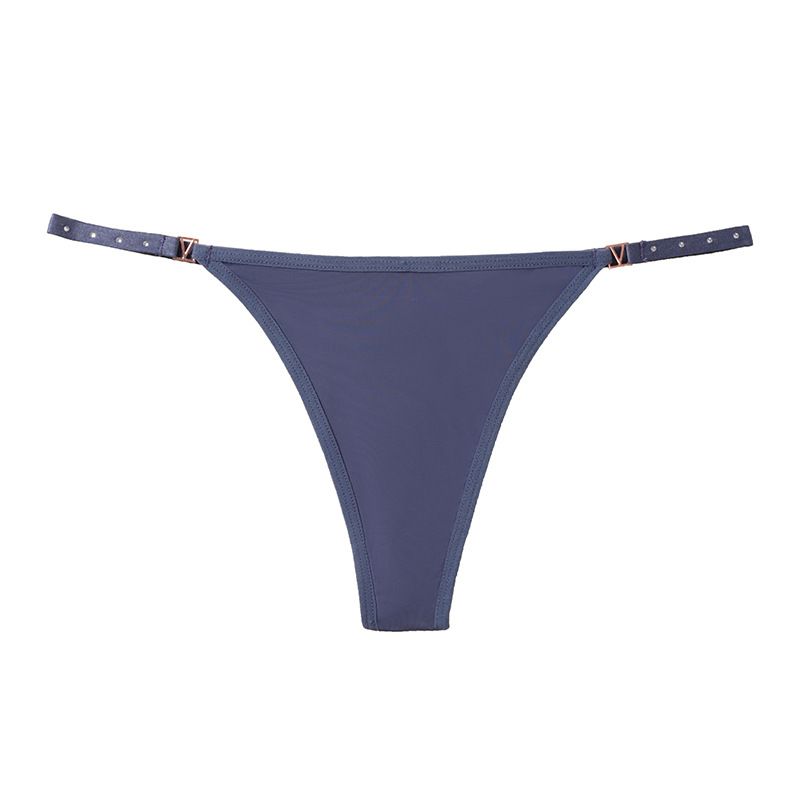 (image for) Women Low Rise Adjustable Thin Strap Thong Panties with Metal Buckle Detail Cotton Crotch Breathable Butt Lifting Sexy Sport No-Show Everyday Intimates