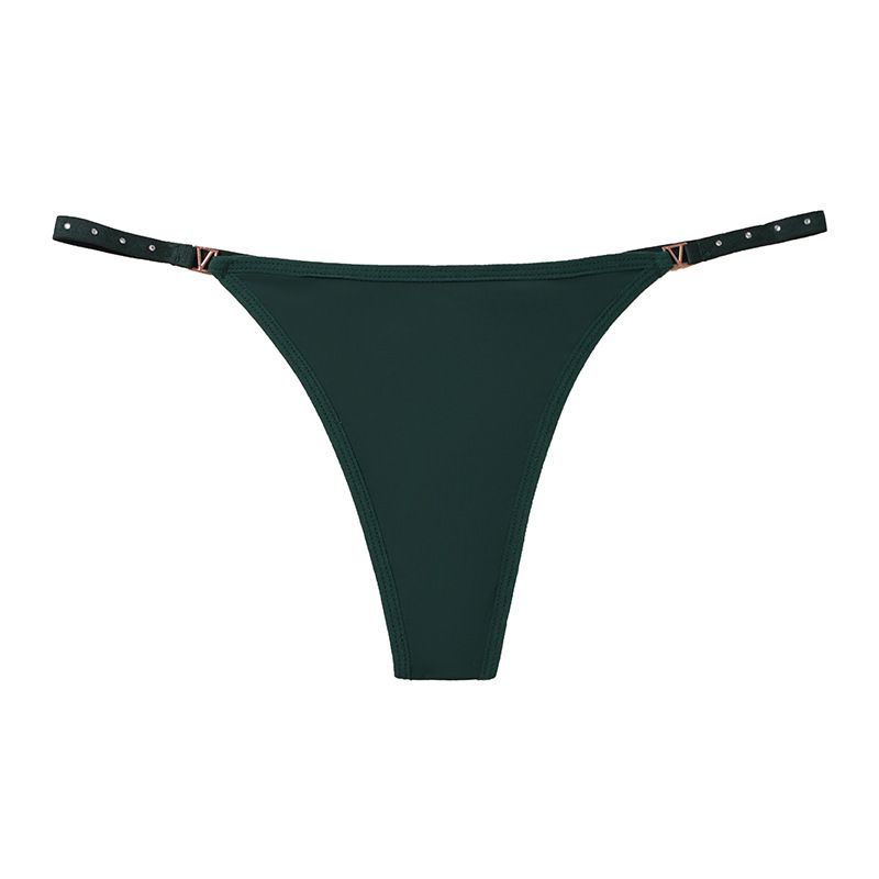 (image for) Women Low Rise Adjustable Thin Strap Thong Panties with Metal Buckle Detail Cotton Crotch Breathable Butt Lifting Sexy Sport No-Show Everyday Intimates