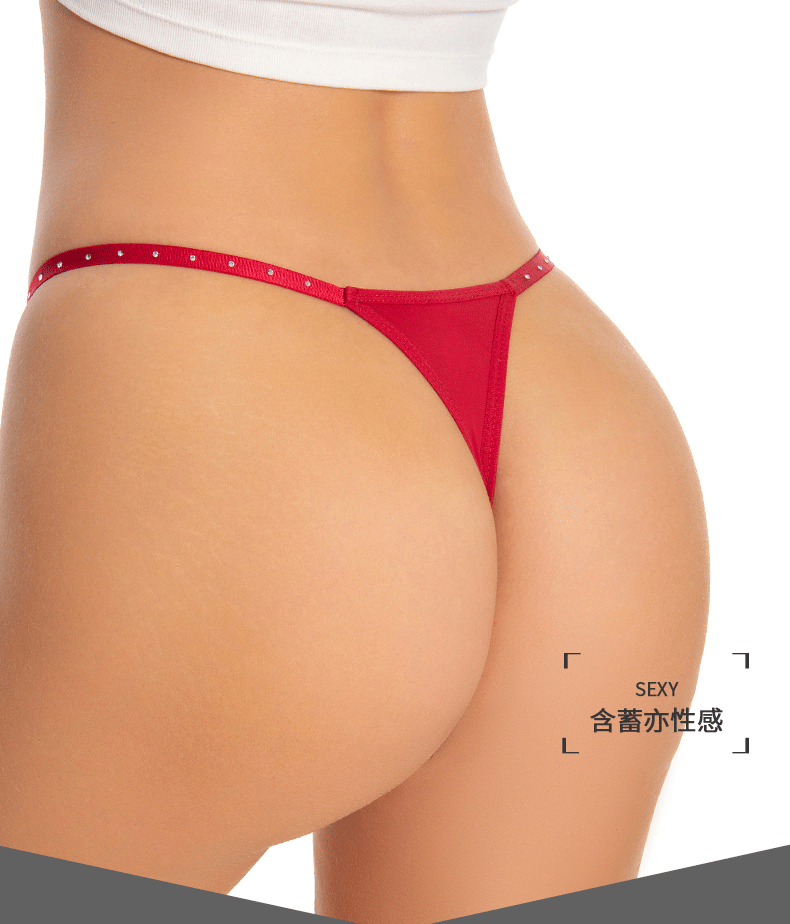 (image for) Women Low Rise Adjustable Thin Strap Thong Panties with Metal Buckle Detail Cotton Crotch Breathable Butt Lifting Sexy Sport No-Show Everyday Intimates