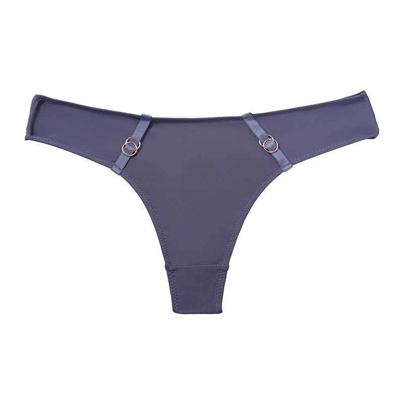 (image for) Women Low Rise Metal Ring Side Accent Ice Silk Thong Panties 80%-90% Cotton Crotch Butt Lifting Breathable No-Show Sport Sexy Everyday Intimates