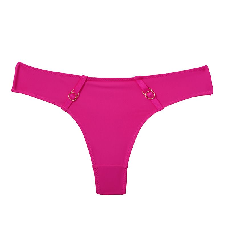 (image for) Women Low Rise Metal Ring Side Accent Ice Silk Thong Panties 80%-90% Cotton Crotch Butt Lifting Breathable No-Show Sport Sexy Everyday Intimates