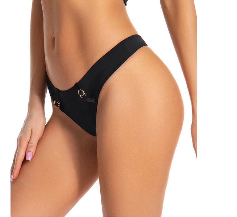 (image for) Women Low Rise Metal Ring Side Accent Ice Silk Thong Panties 80%-90% Cotton Crotch Butt Lifting Breathable No-Show Sport Sexy Everyday Intimates