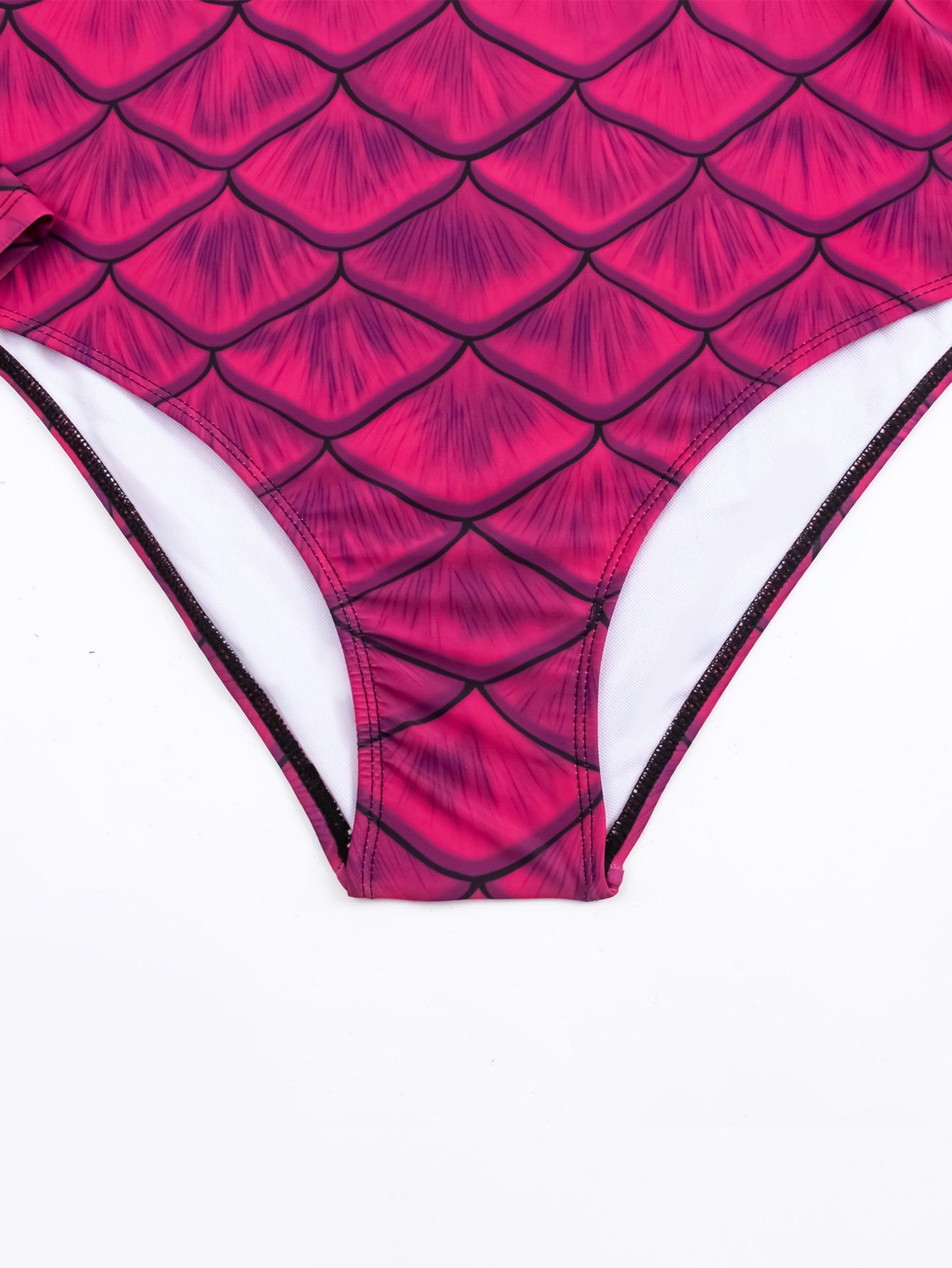 (image for) New Women Long‑Sleeve Mermaid Scale Print One‑Piece Swimsuit Adult Surfing Wetsuit