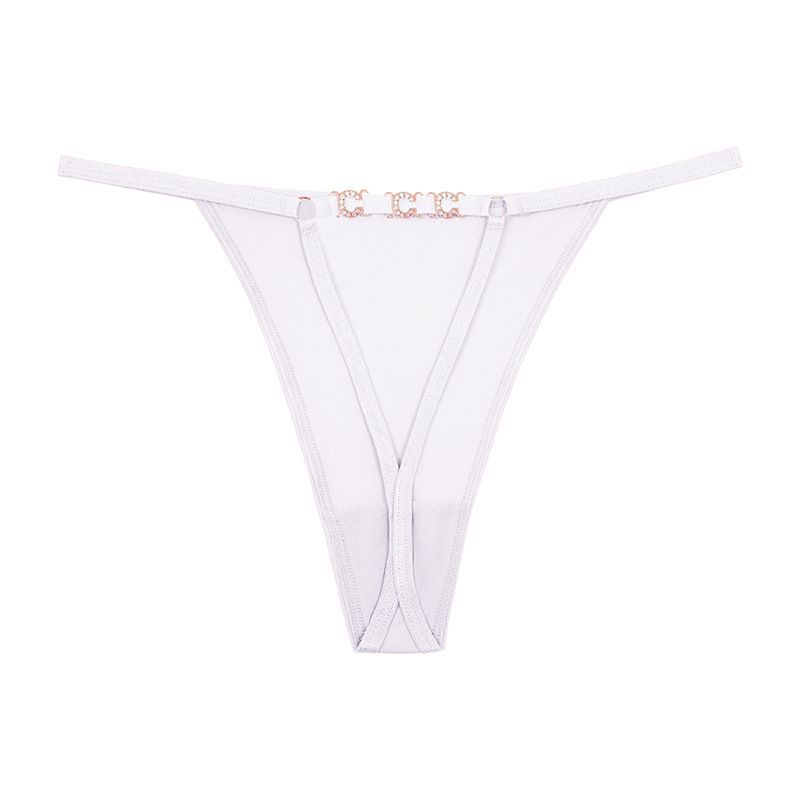 (image for) Women Low Rise Back Metal Ring Decor Thong Panties Sexy Breathable Butt Lifting Cotton Crotch Stretchy Everyday Intimates