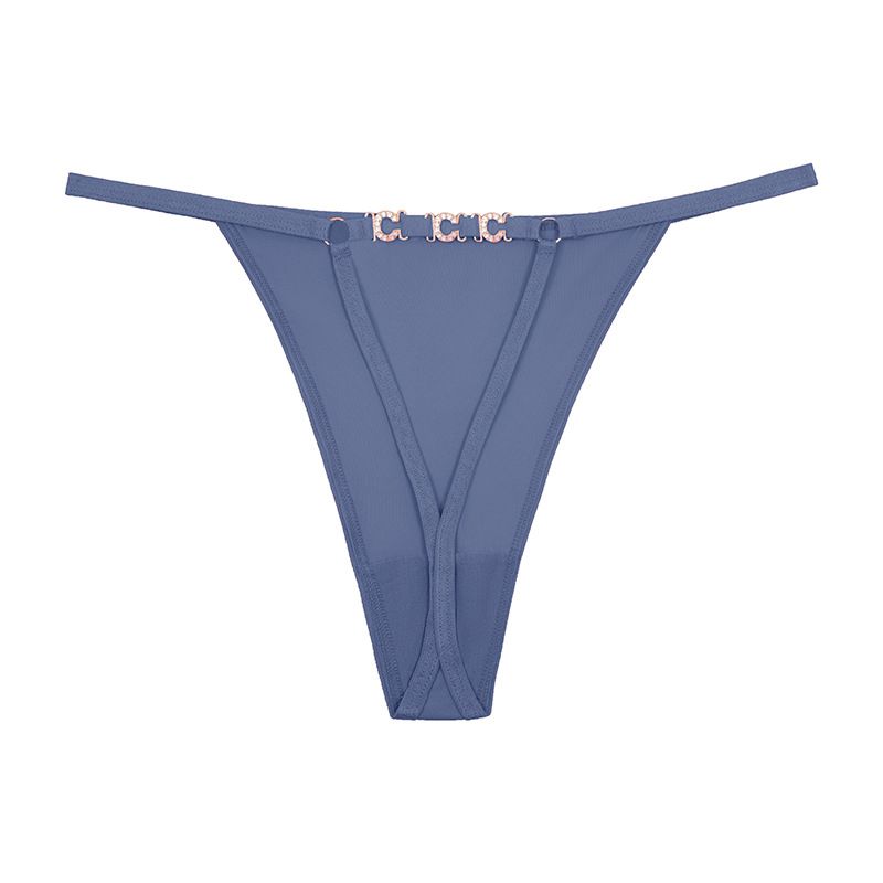 (image for) Women Low Rise Back Metal Ring Decor Thong Panties Sexy Breathable Butt Lifting Cotton Crotch Stretchy Everyday Intimates