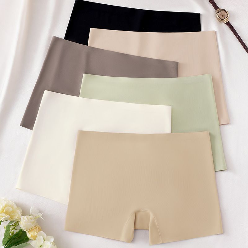 (image for) Women's Mid-Rise Seamless Boyshort Safety Panties 100% Cotton Crotch Breathable No-Show Solid Color Under-Dress Everyday Underwear