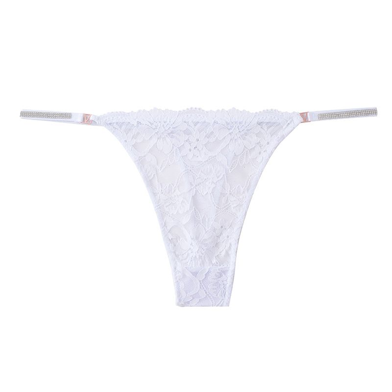 (image for) Women Low Rise Embroidered Floral Lace Mesh Thong Panties 80%-90% Cotton Crotch Antibacterial Quick Dry Butt Lifting Breathable Sheer Sexy Everyday Intimates