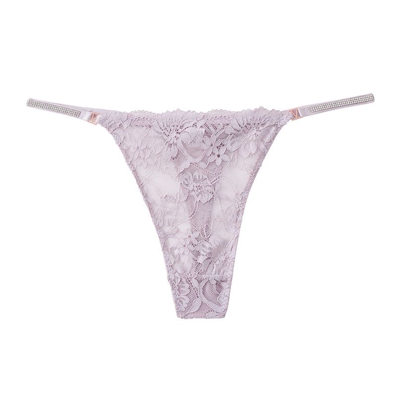 (image for) Women Low Rise Embroidered Floral Lace Mesh Thong Panties 80%-90% Cotton Crotch Antibacterial Quick Dry Butt Lifting Breathable Sheer Sexy Everyday Intimates