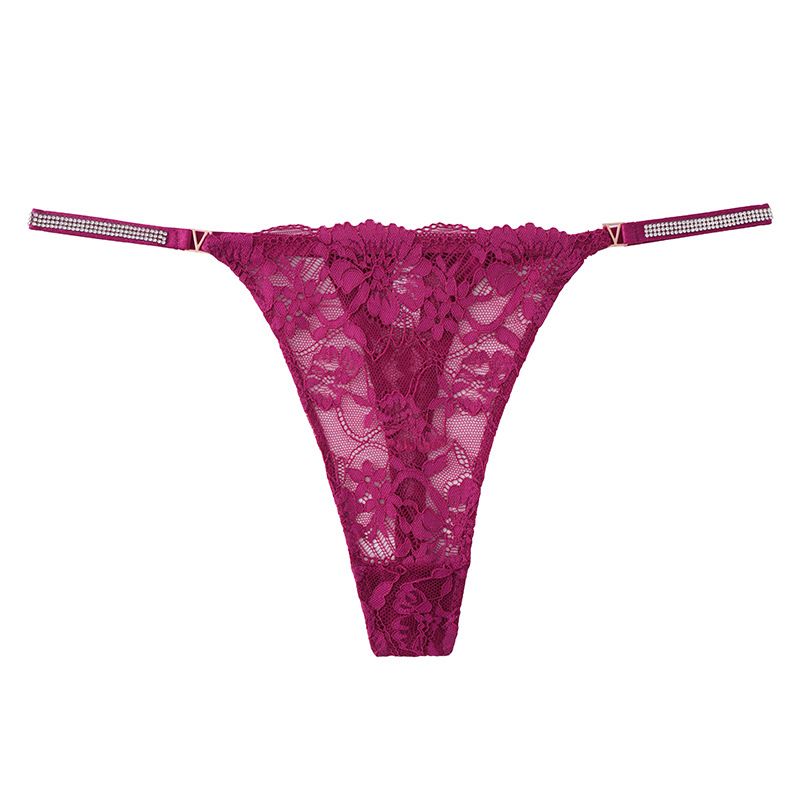 (image for) Women Low Rise Embroidered Floral Lace Mesh Thong Panties 80%-90% Cotton Crotch Antibacterial Quick Dry Butt Lifting Breathable Sheer Sexy Everyday Intimates