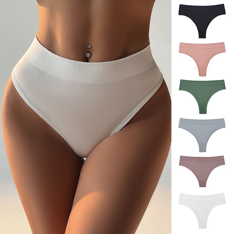 Women Seamless High Waist Ice Silk Thong Panties 100% Cotton Crotch Butt Lifting Breathable No-Show Solid Color Everyday Intimates (image for) Women Seamless High Waist Ice Silk Thong Panties 100% Cotton Crotch Butt Lifting Breathable No-Show Solid Color Everyday Intimates