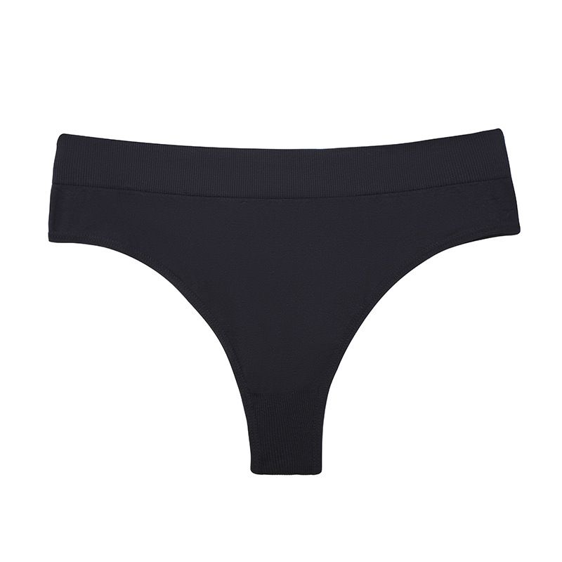 (image for) Women Seamless High Waist Ice Silk Thong Panties 100% Cotton Crotch Butt Lifting Breathable No-Show Solid Color Everyday Intimates