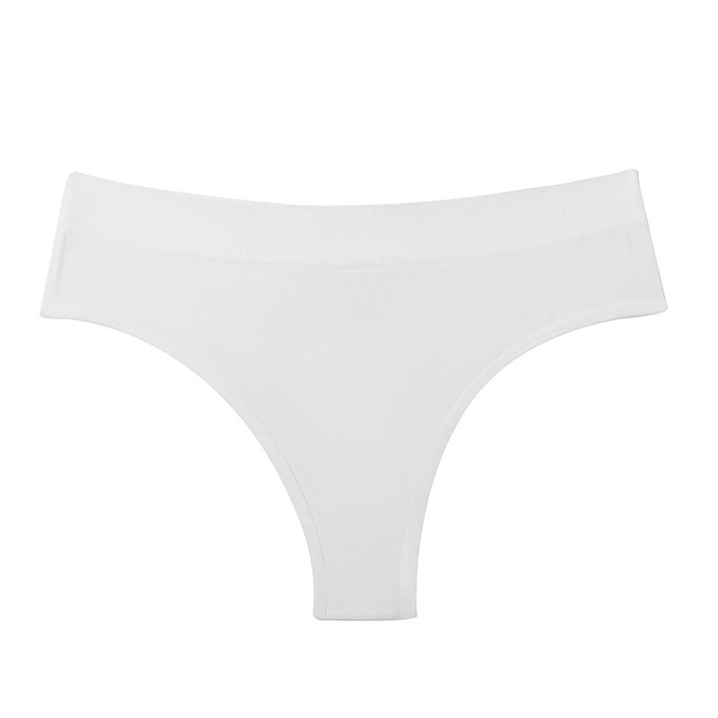 (image for) Women Seamless High Waist Ice Silk Thong Panties 100% Cotton Crotch Butt Lifting Breathable No-Show Solid Color Everyday Intimates