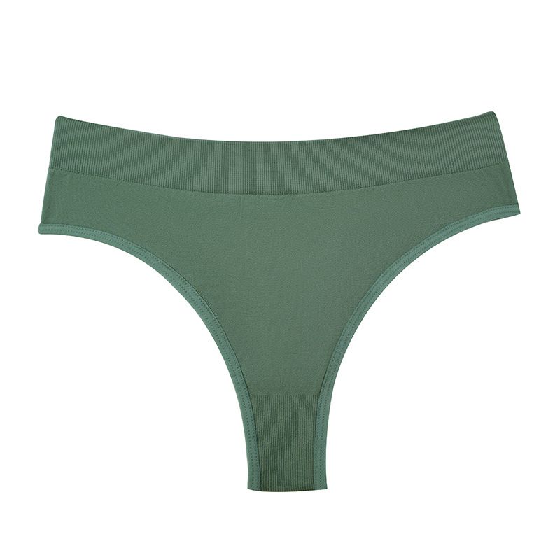(image for) Women Seamless High Waist Ice Silk Thong Panties 100% Cotton Crotch Butt Lifting Breathable No-Show Solid Color Everyday Intimates