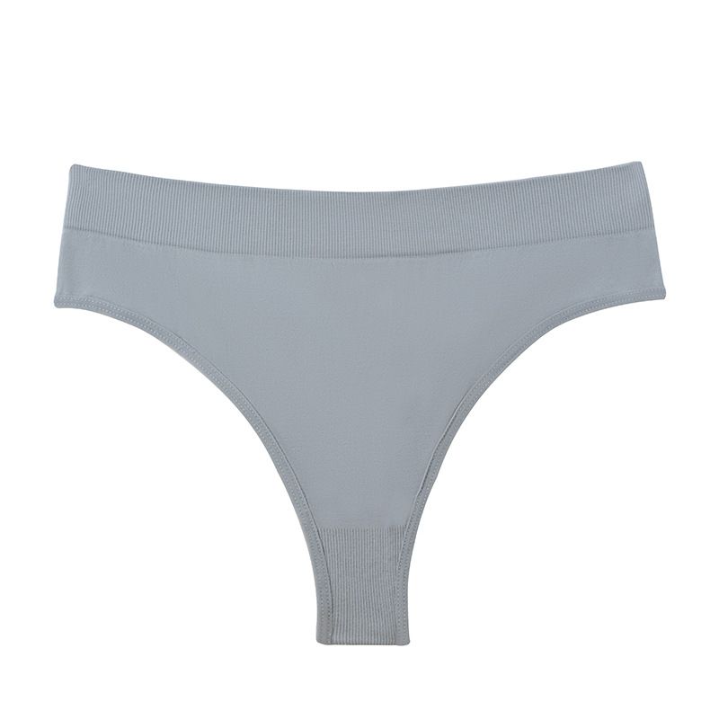 (image for) Women Seamless High Waist Ice Silk Thong Panties 100% Cotton Crotch Butt Lifting Breathable No-Show Solid Color Everyday Intimates