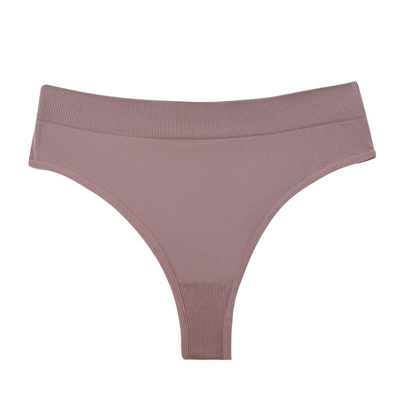 (image for) Women Seamless High Waist Ice Silk Thong Panties 100% Cotton Crotch Butt Lifting Breathable No-Show Solid Color Everyday Intimates