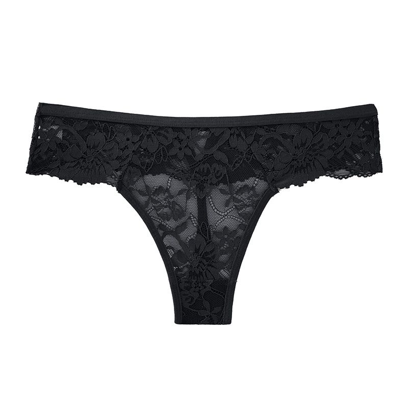 (image for) Women Low Rise Full Floral Lace Thong Panties 100% Cotton Crotch Breathable Butt Lifting Soft Nylon Comfortable Everyday Romantic Intimates