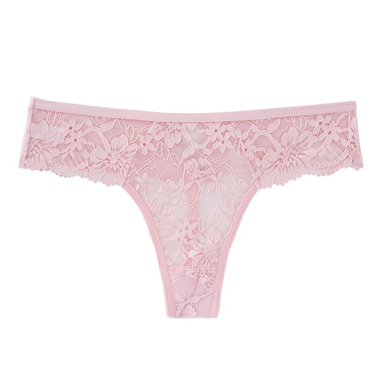 (image for) Women Low Rise Full Floral Lace Thong Panties 100% Cotton Crotch Breathable Butt Lifting Soft Nylon Comfortable Everyday Romantic Intimates