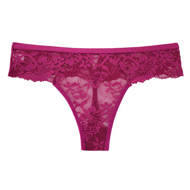 (image for) Women Low Rise Full Floral Lace Thong Panties 100% Cotton Crotch Breathable Butt Lifting Soft Nylon Comfortable Everyday Romantic Intimates