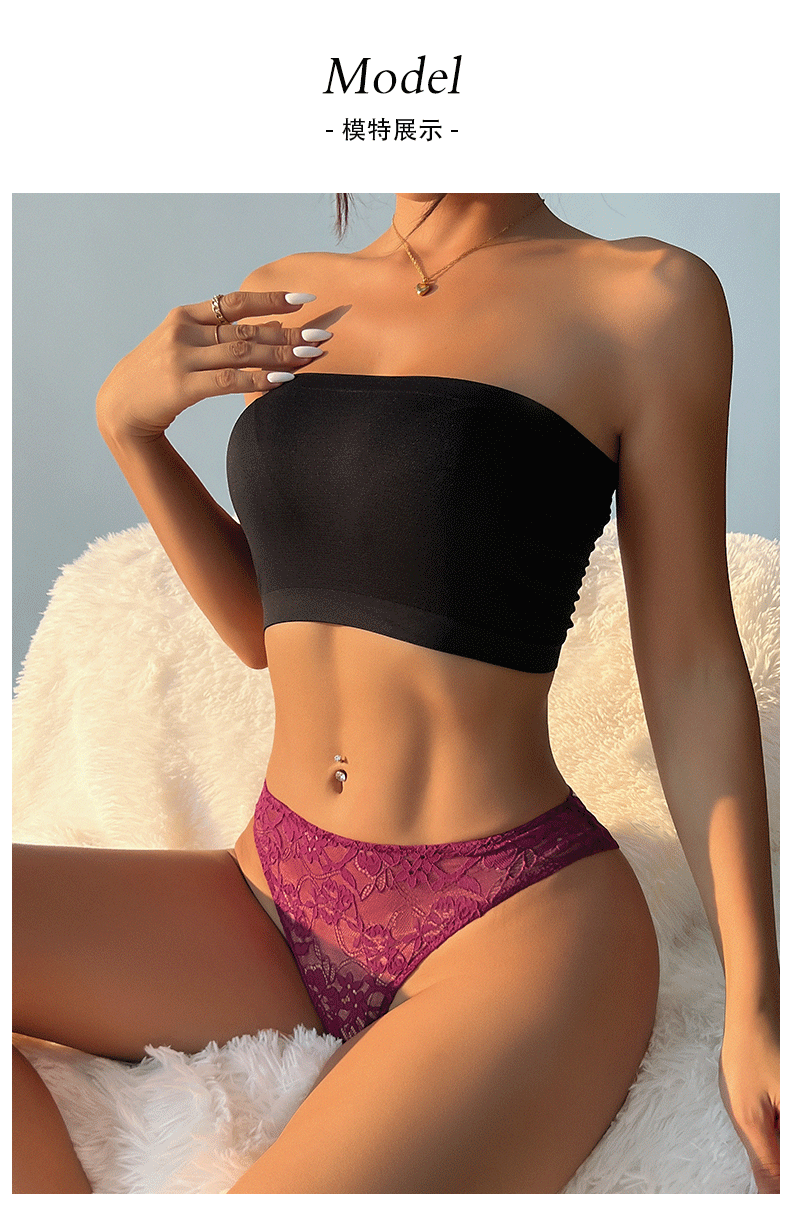 (image for) Women Mid Rise Full Floral Lace Thong Panties 100% Cotton Crotch High Stretch Breathable Butt Lifting European Style Everyday Intimates