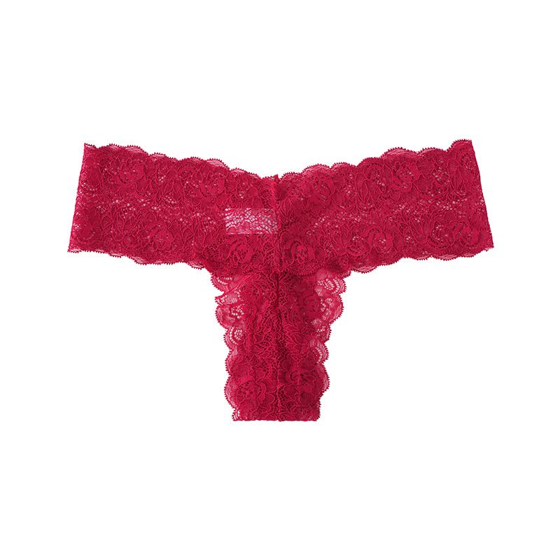 (image for) Women Full Lace Hollow Out Low Rise Thong Panties Seamless Breathable Comfort Sport Sexy Everyday Intimates