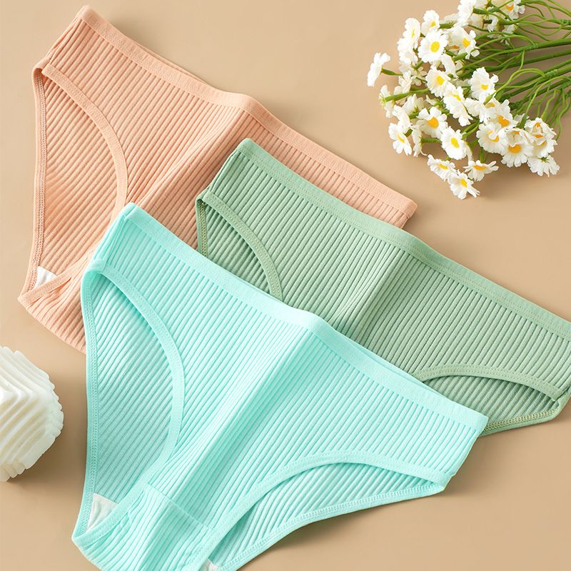 (image for) Women's Mid-Rise Ribbed Cotton Briefs 40-Count High Cotton Content Soft Breathable No-Show Butt Lifting Solid Color Everyday Panties