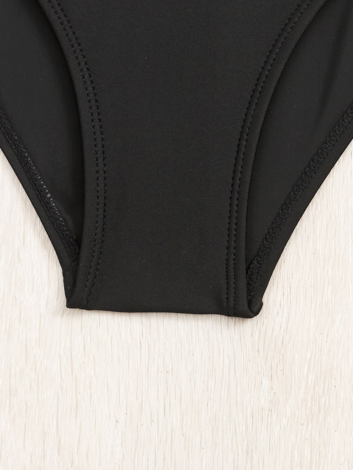 (image for) Women Solid One‑Piece Swimsuit Sexy V‑Strap Cutout Bathing Suit
