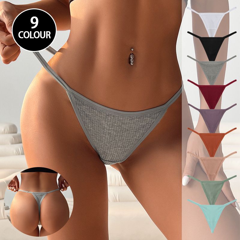 (image for) Women Low Rise 40S Cotton Thong Panties Seamless Breathable Butt Lifting Comfort Everyday Underwear