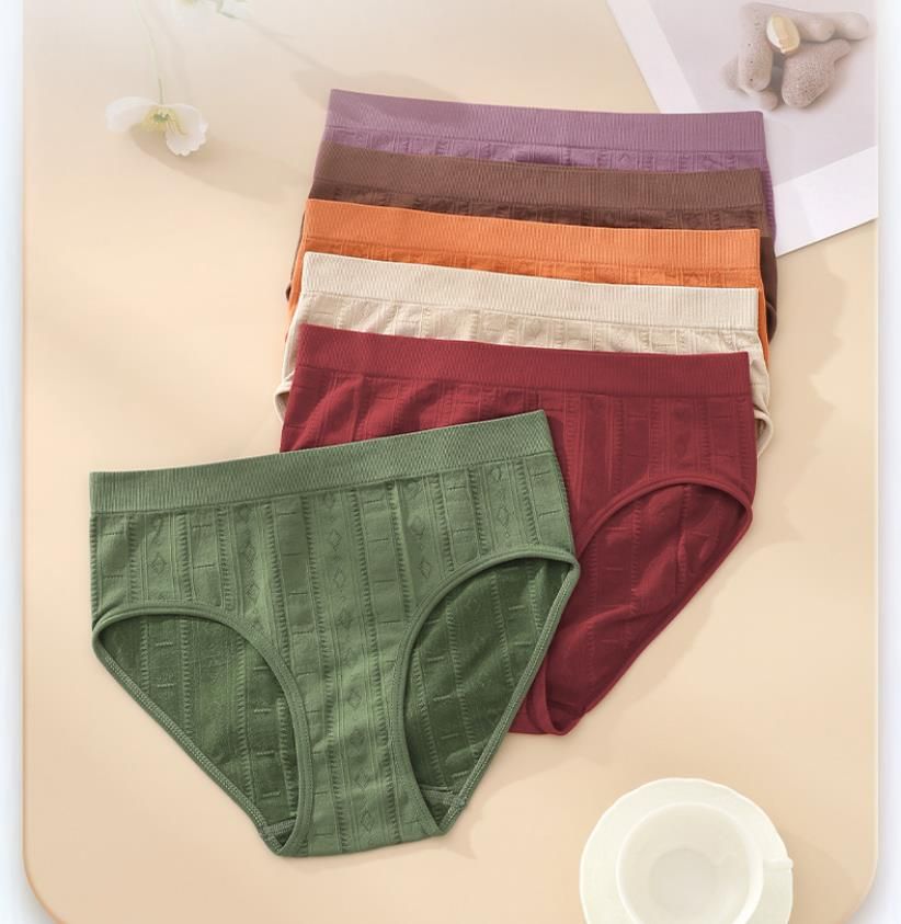 (image for) Women's Mid-Rise Seamless Thin Knit Briefs Cotton Blend Crotch Breathable Tummy Control Butt Lifting No-Show Anti-Leak Everyday Panties