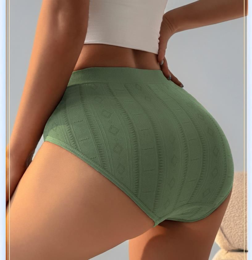 (image for) Women's Mid-Rise Seamless Thin Knit Briefs Cotton Blend Crotch Breathable Tummy Control Butt Lifting No-Show Anti-Leak Everyday Panties
