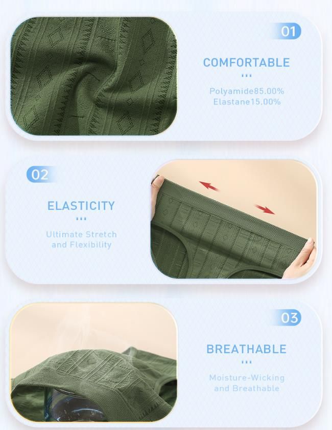 (image for) Women's Mid-Rise Seamless Thin Knit Briefs Cotton Blend Crotch Breathable Tummy Control Butt Lifting No-Show Anti-Leak Everyday Panties