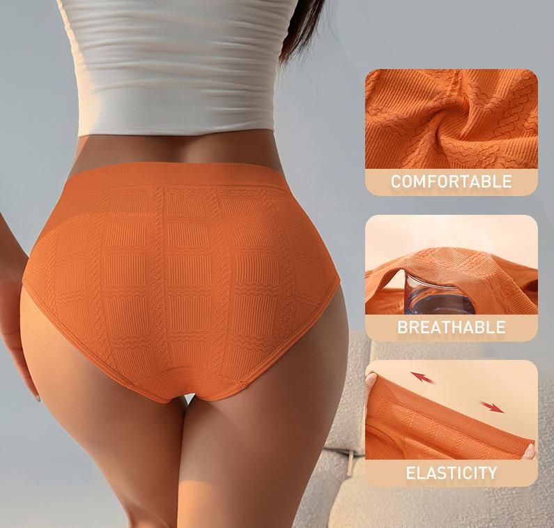 (image for) Women's Mid-Rise Seamless Tummy Control Triangle Briefs Quick Dry Breathable No-Show Solid Color Comfortable Everyday Panties