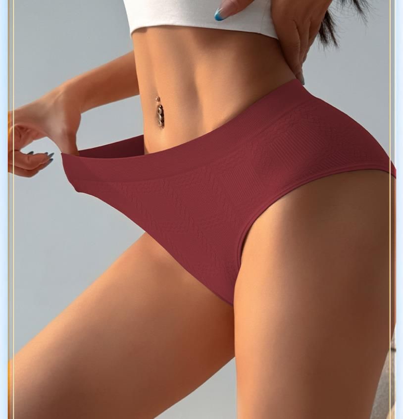 (image for) Women's Mid-Rise Seamless Tummy Control Triangle Briefs Quick Dry Breathable No-Show Solid Color Comfortable Everyday Panties