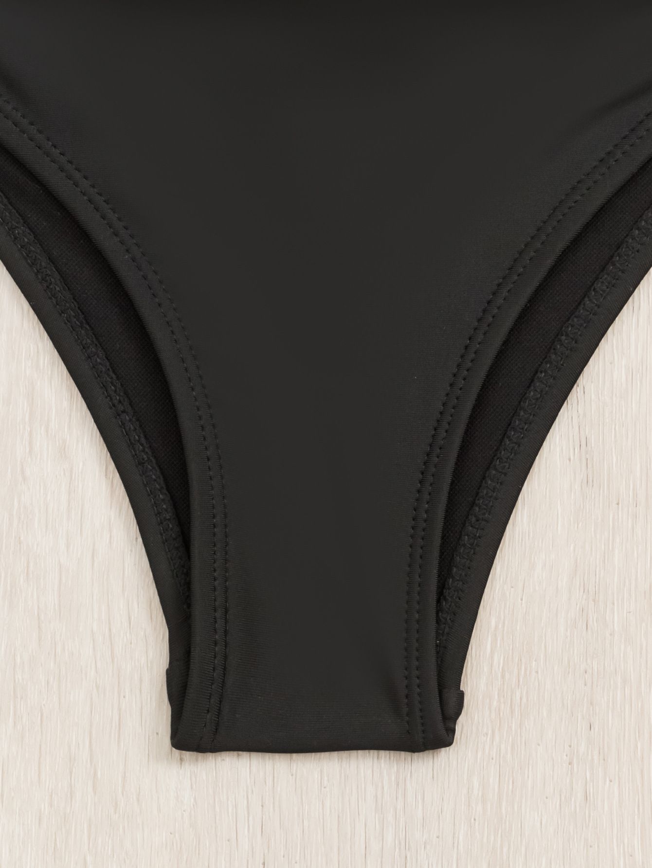 (image for) Women's V‑Neck Spaghetti Strap One‑Piece Swimsuit, Solid Black Conservative Tight Swimwear