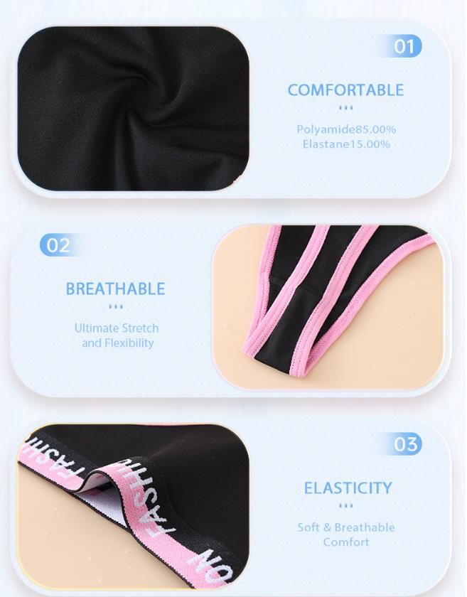 (image for) Women Low Rise Letter Print Waistband Color Block Thong Panties Butt Lifting Breathable Cotton Crotch Yoga Gym Workout Sport Intimates