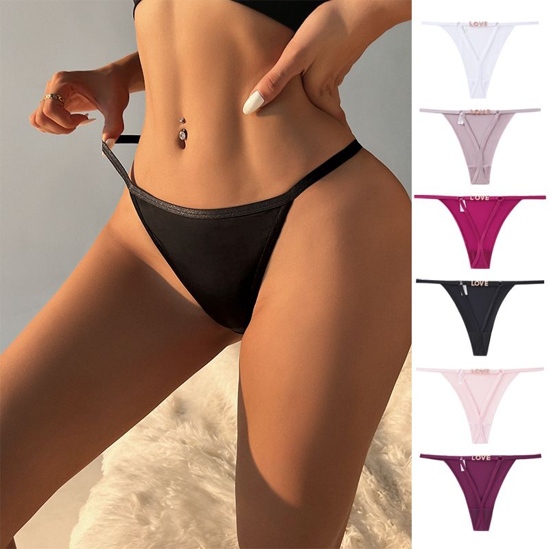 Women Low Rise Thin Strap Thong Panties with LOVE Waist Detail 100% Cotton Crotch Butt Lifting Breathable Seamless Sexy Everyday Intimates (image for) Women Low Rise Thin Strap Thong Panties with LOVE Waist Detail 100% Cotton Crotch Butt Lifting Breathable Seamless Sexy Everyday Intimates