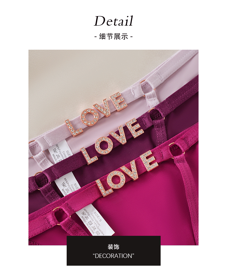 (image for) Women Low Rise Thin Strap Thong Panties with LOVE Waist Detail 100% Cotton Crotch Butt Lifting Breathable Seamless Sexy Everyday Intimates