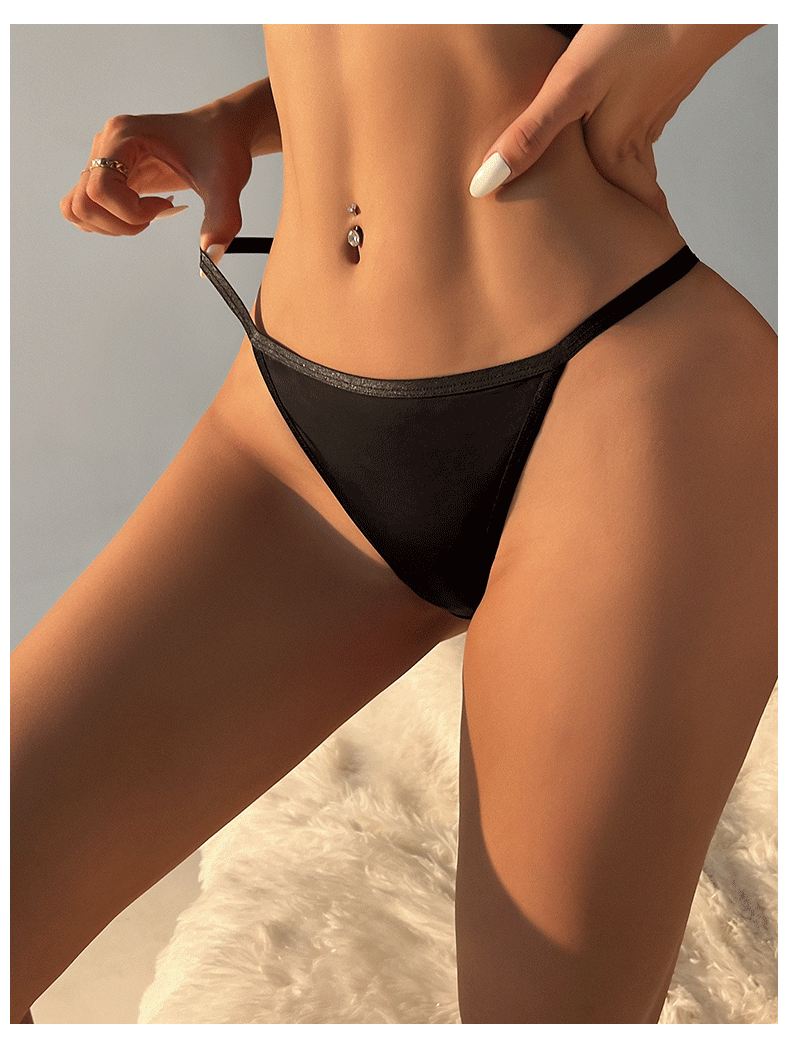 (image for) Women Low Rise Thin Strap Thong Panties with LOVE Waist Detail 100% Cotton Crotch Butt Lifting Breathable Seamless Sexy Everyday Intimates