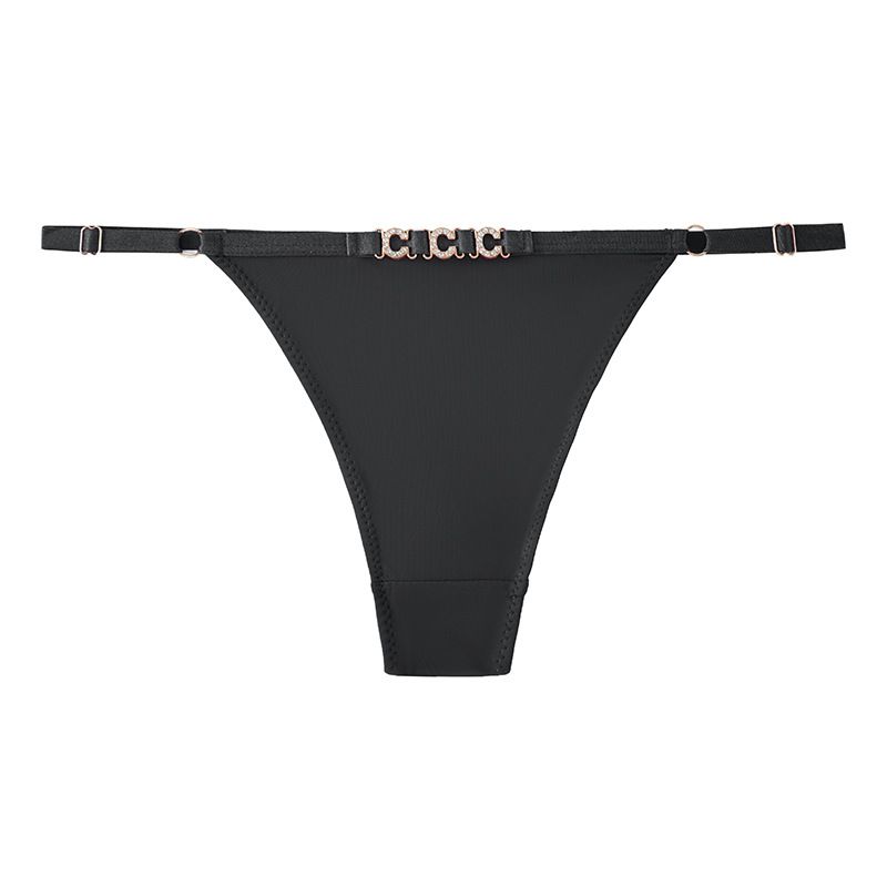(image for) Women Low Rise Metal Ring Decor Thong Panties 100% Cotton Crotch Breathable Butt Lifting Seamless Sexy Everyday Intimates