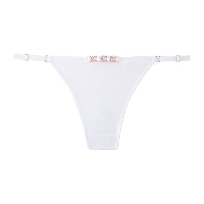 (image for) Women Low Rise Metal Ring Decor Thong Panties 100% Cotton Crotch Breathable Butt Lifting Seamless Sexy Everyday Intimates