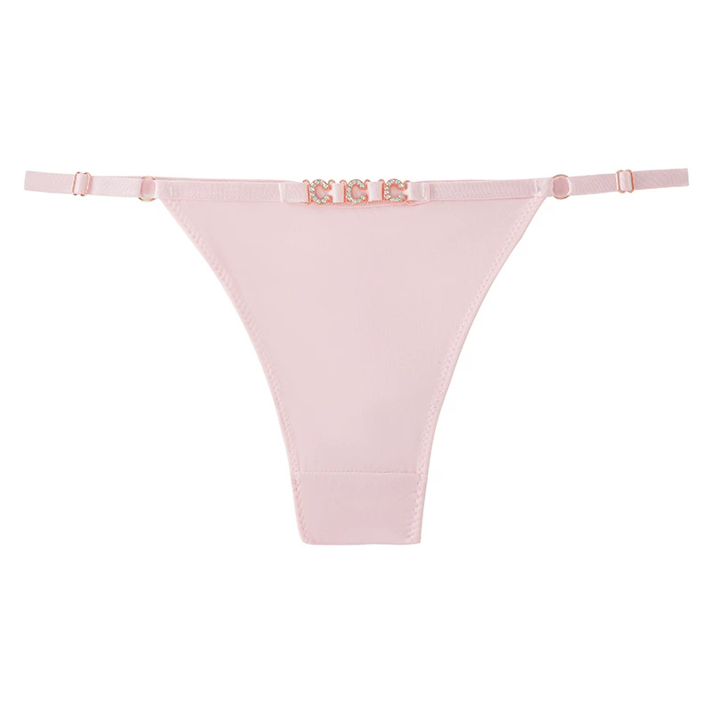 (image for) Women Low Rise Metal Ring Decor Thong Panties 100% Cotton Crotch Breathable Butt Lifting Seamless Sexy Everyday Intimates